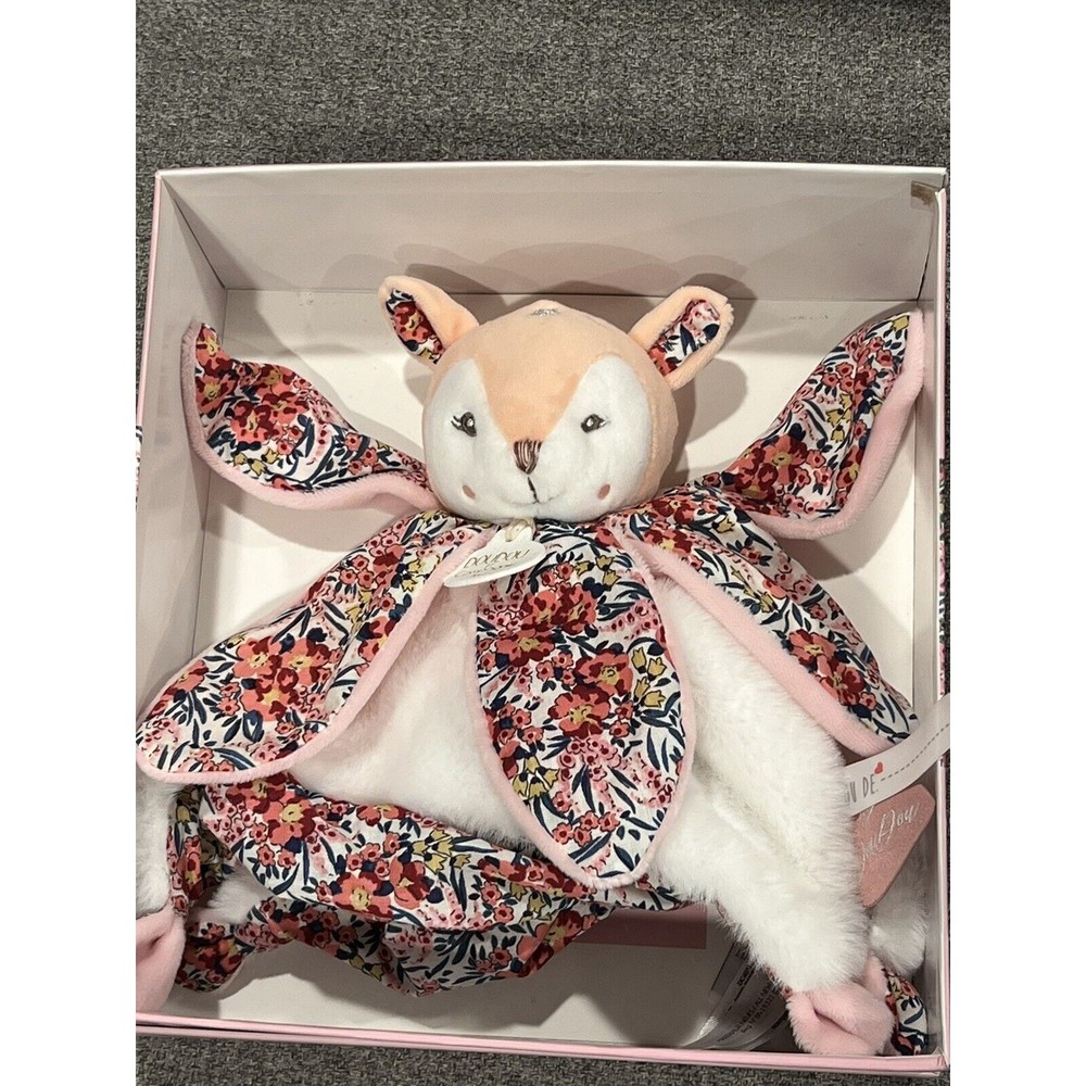 DouDou Et Compagnie Bohaime Plush Deer Petal Fawn Pink Baby Lovey Blanket Gift